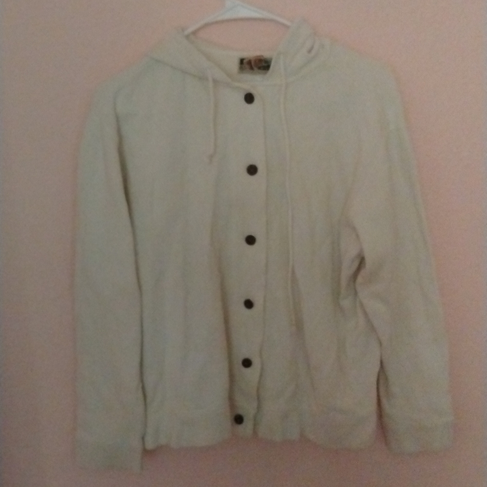 Women's button up, hooded sweater